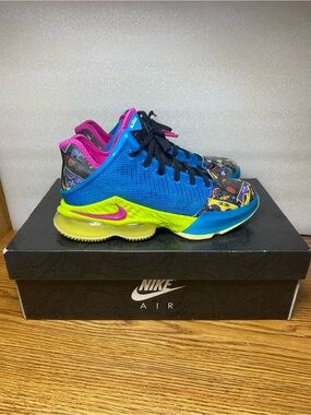 Nike LeBron 19 Low Basketball Shoes Mens 5.5 Women 7 LeBronival Blue Citron Tint